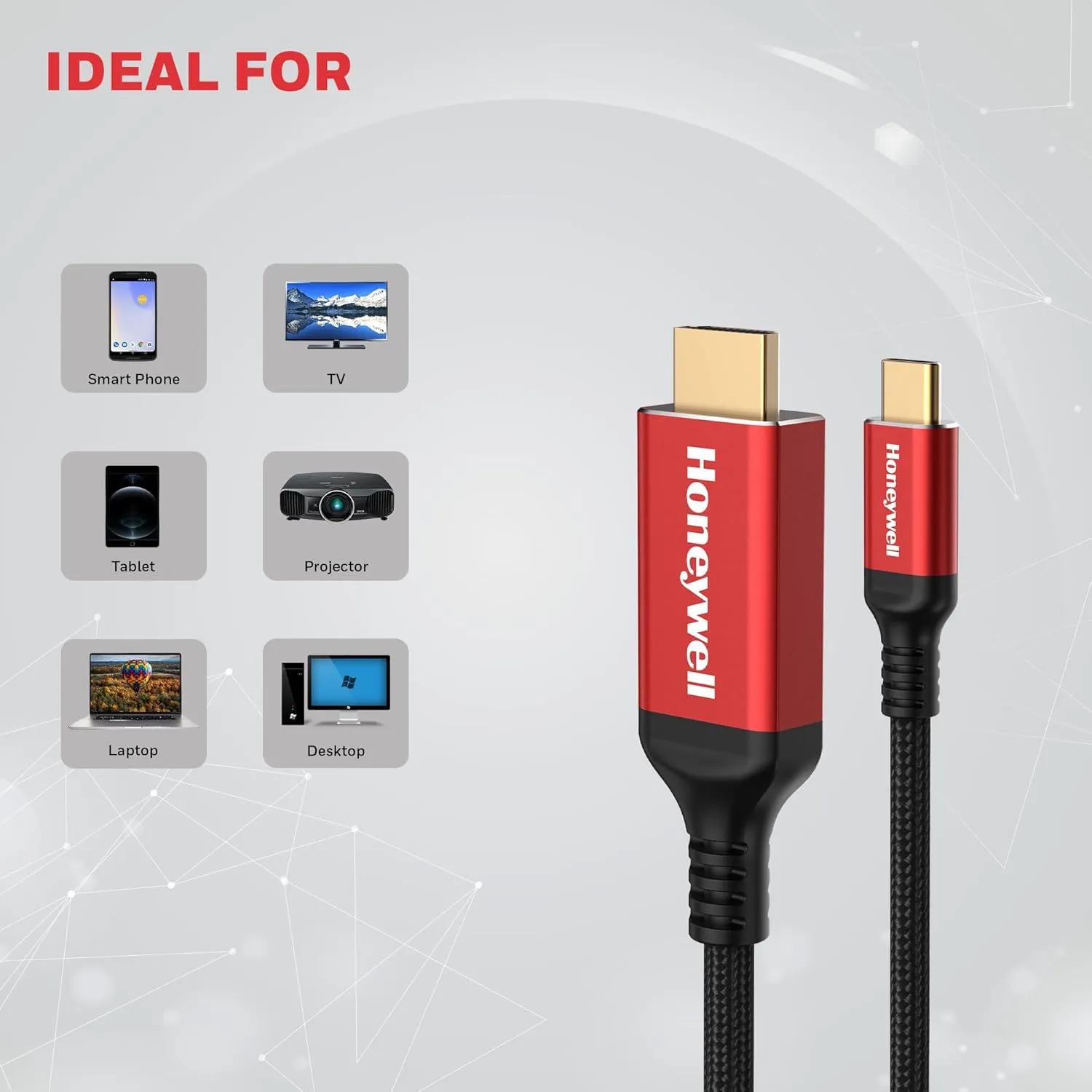 Honeywell Type-C to HDMI Cable 4K 60Hz 2m view 3